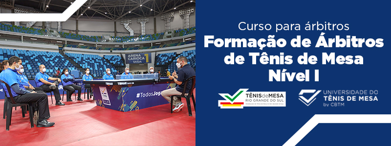 Banner - Formação de Árbitros de Tênis de Mesa  Nível I – Estadual - Federação Esportiva e Paradesportiva de Tênis de Mesa do Estado do Rio Grande do Sul