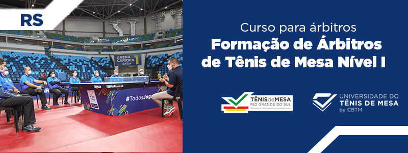 Banner - Formação de Árbitros de Tênis de Mesa  Nível I – Estadual - Federação Esportiva e Paradesportiva de Tênis De Mesa do Estado do Rio Grande do Sul